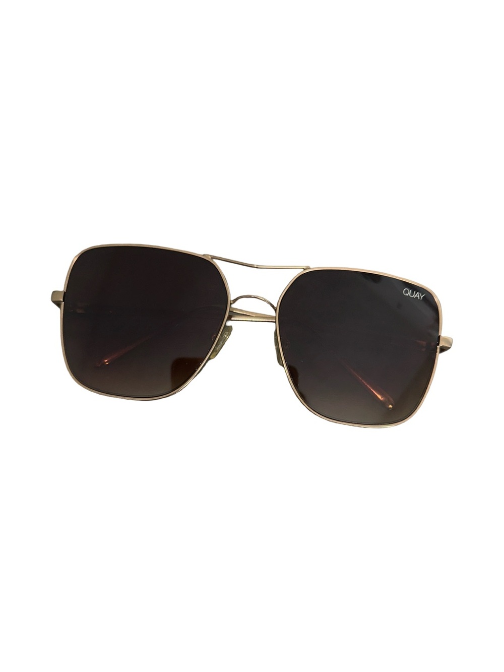 Quay Australia Gold Frame Sunglasses with Dark Brown Lenses